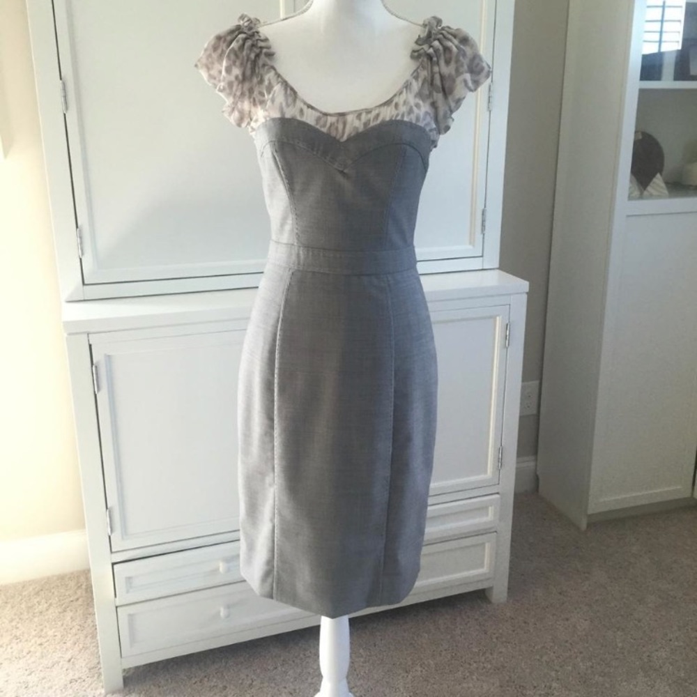 Rebecca Taylor Gray and Leopard Print Dress